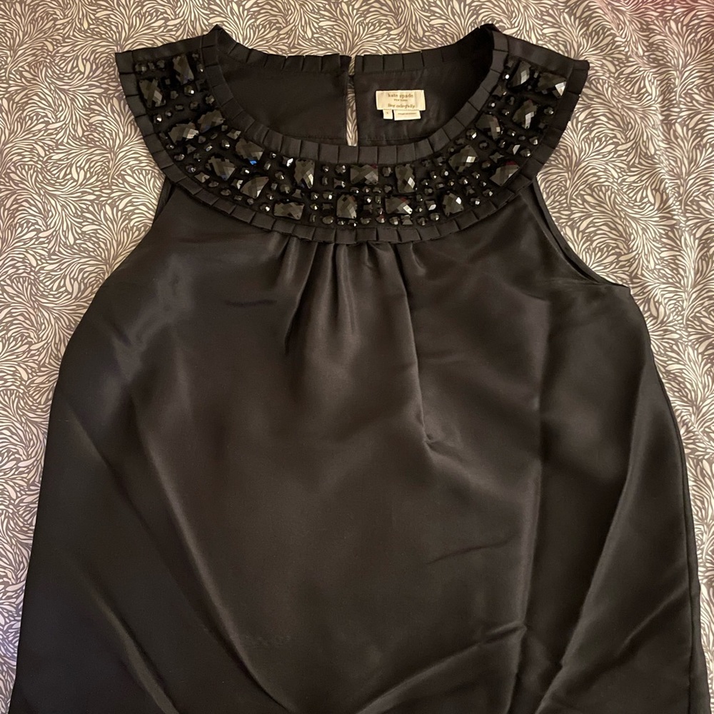 Kate Spade silk sleeveless top with embellishment.